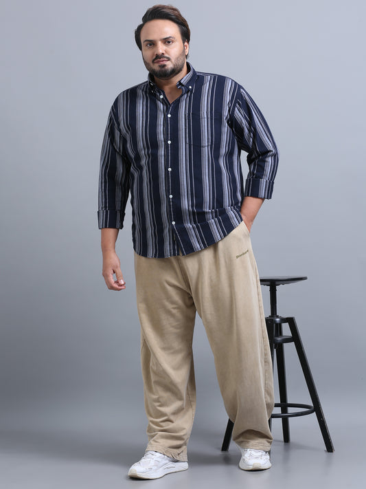 Gandia Navy & White Plus Size Striped Shirt