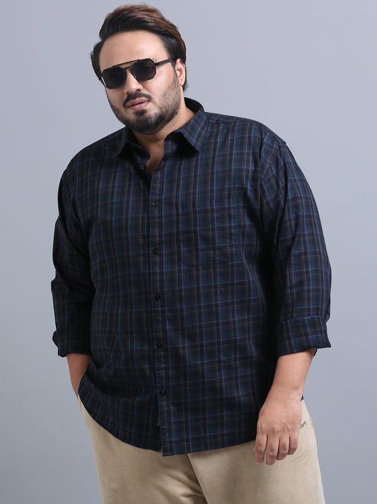 Luxembourg Bright Grey Plus Size Checks Shirt