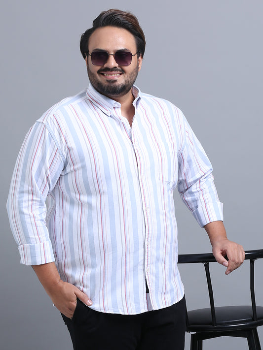 Gandia Pale Blue Lily Plus Size Striped Shirt