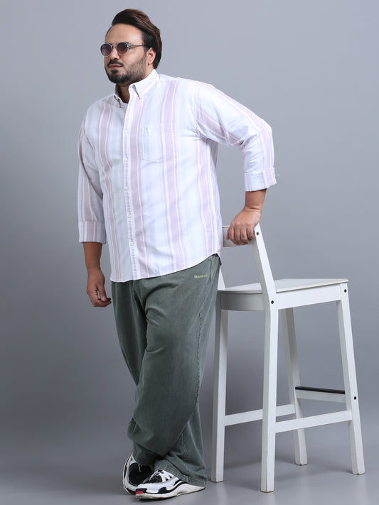 Gandia Lavender Mist Plus Size Striped shirt