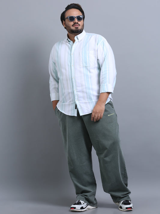 Gandia Blue Chalk Plus Size Striped Shirt