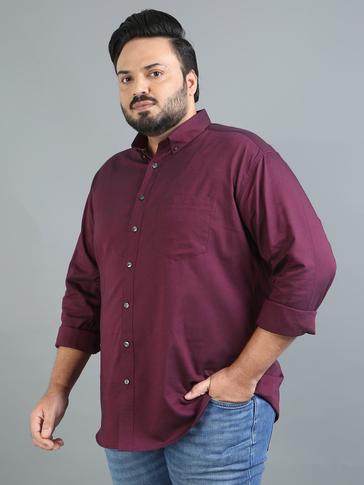 France Maroon Plus Size Solid Shirt