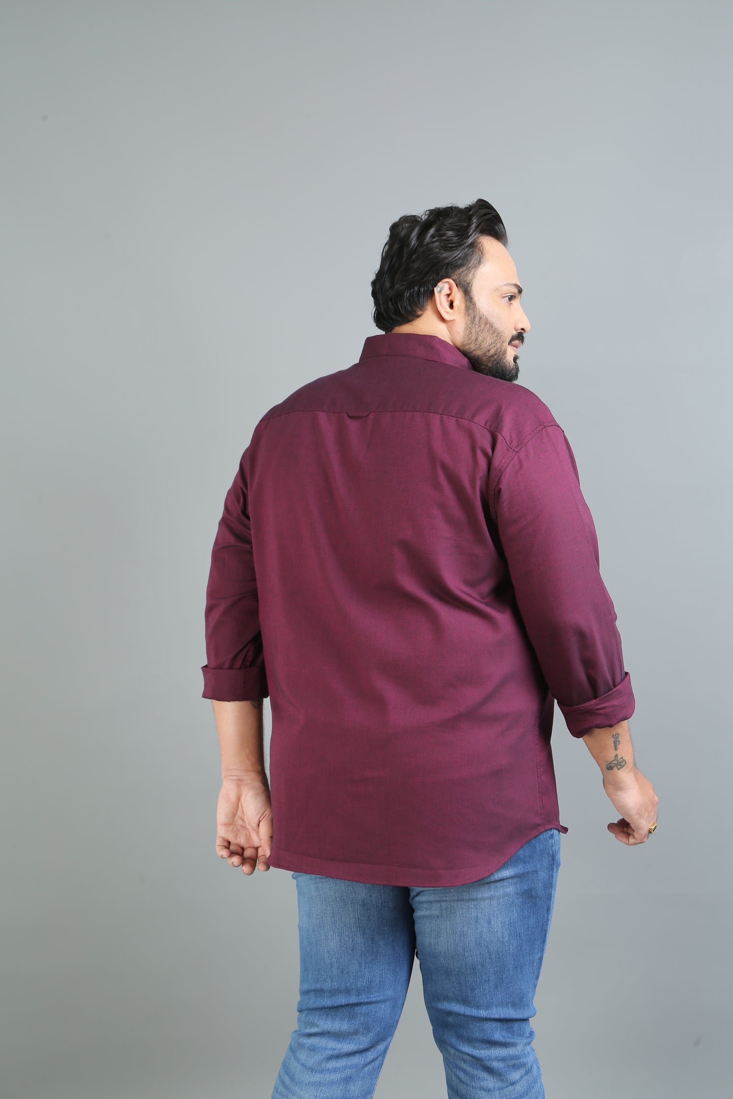France Maroon Plus Size Solid Shirt
