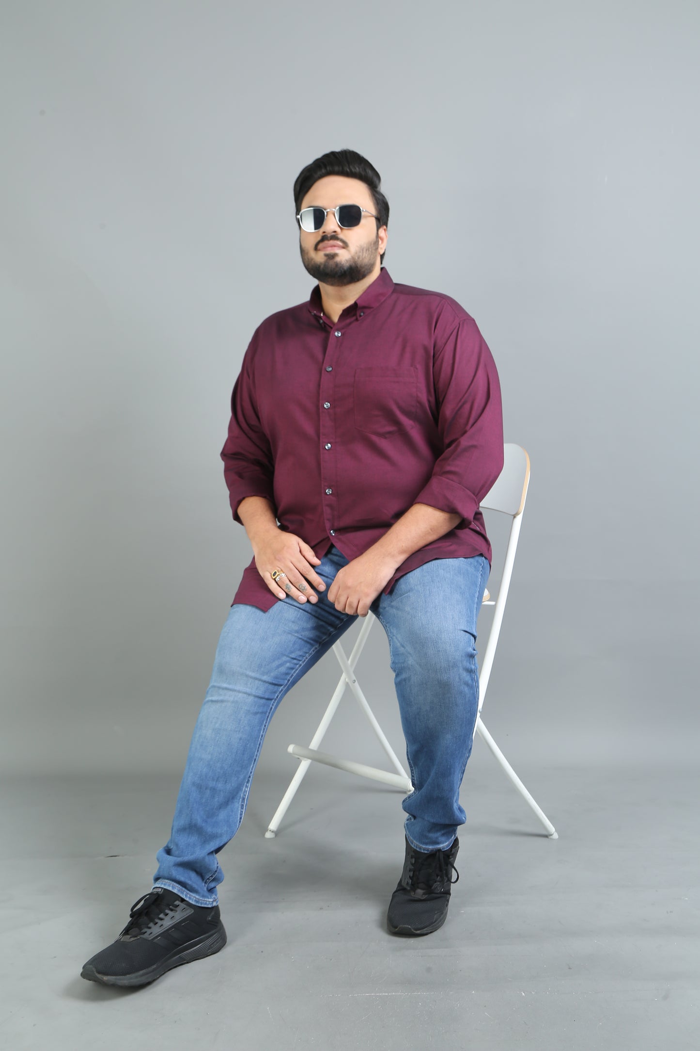 France Maroon Plus Size Solid Shirt