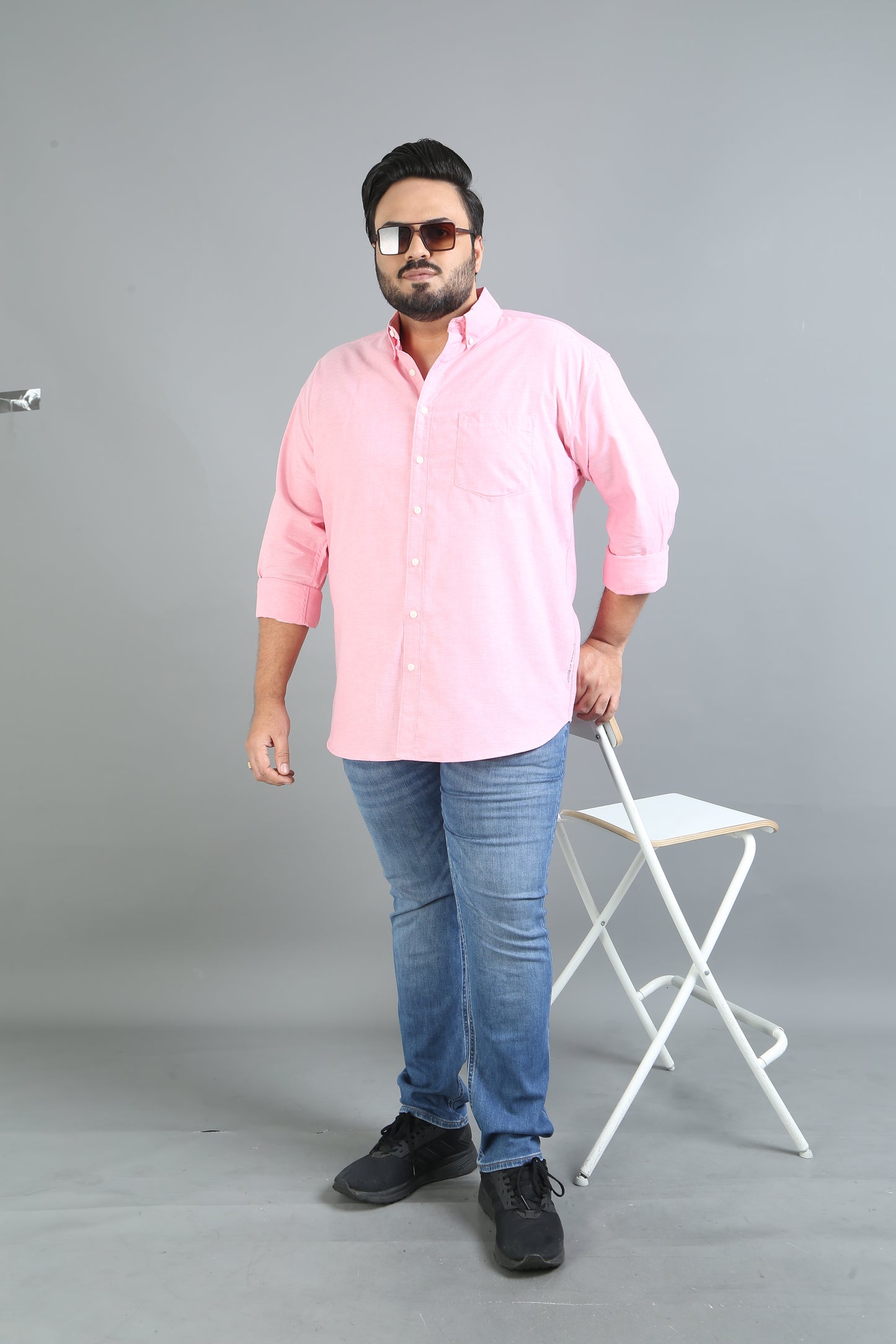 France Misty Rose Plus Size Solid Shirt