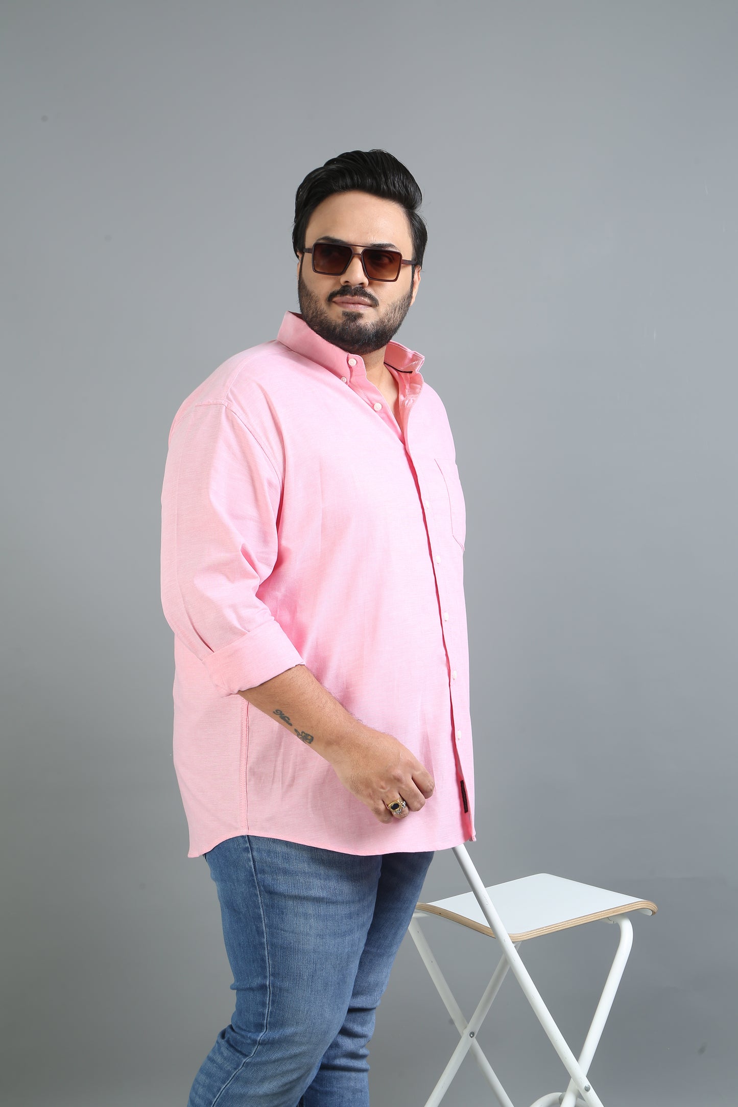 France Misty Rose Plus Size Solid Shirt