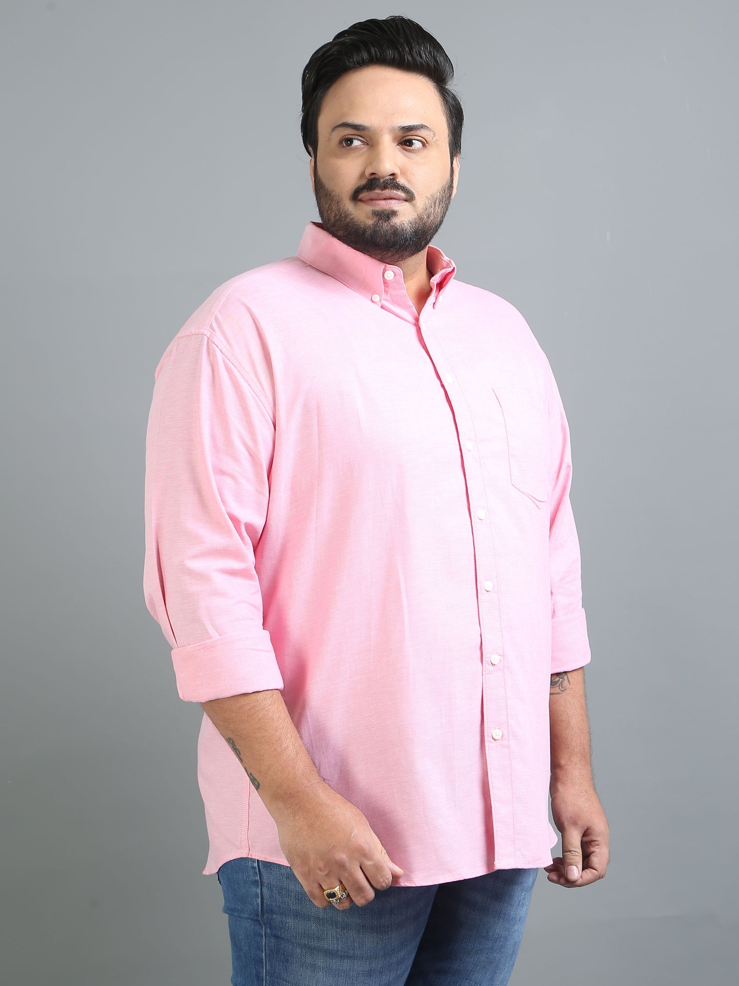 France Misty Rose Plus Size Solid Shirt
