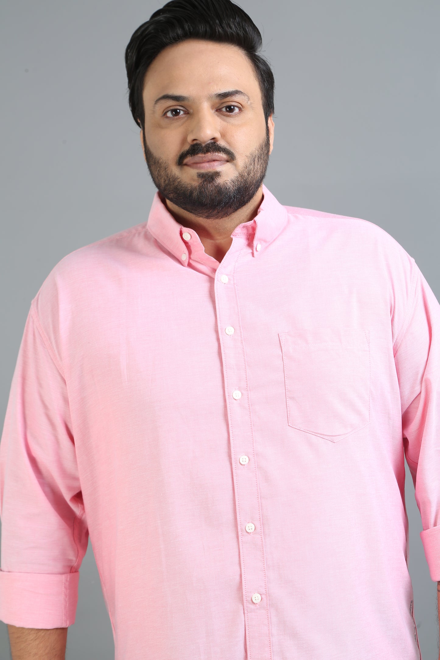 France Misty Rose Plus Size Solid Shirt