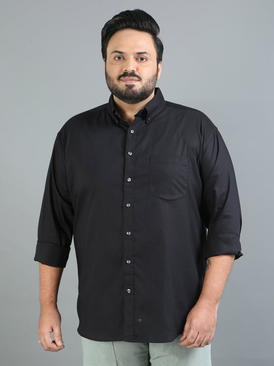 France Black Plus Size Solid Shirt