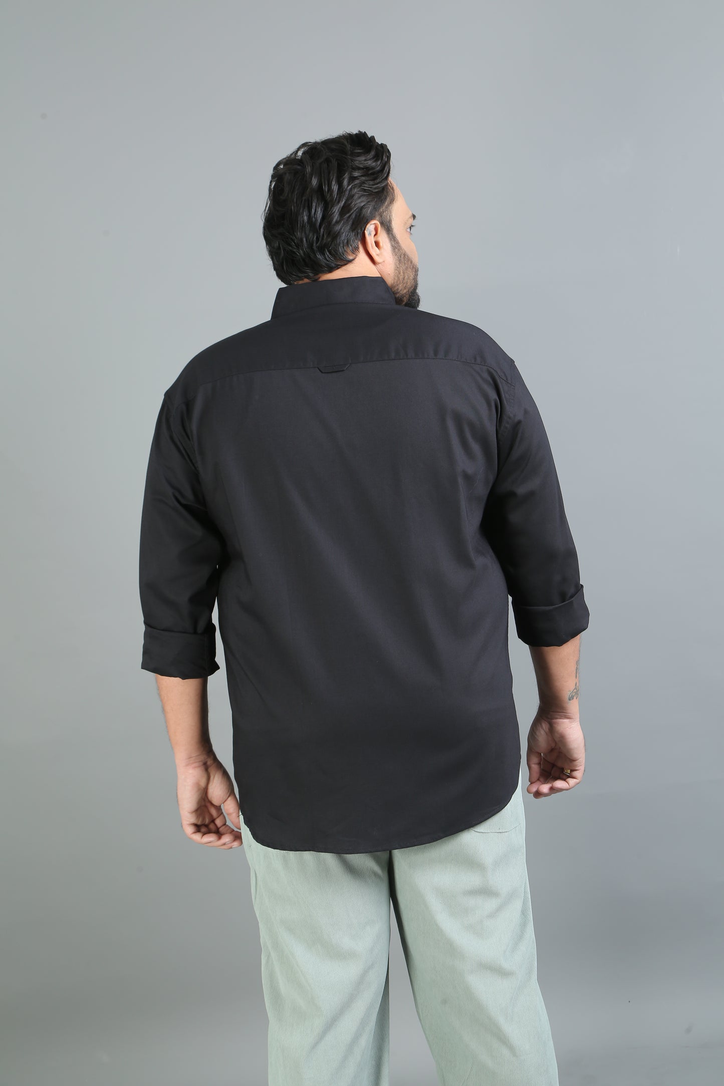 France Black Plus Size Solid Shirt