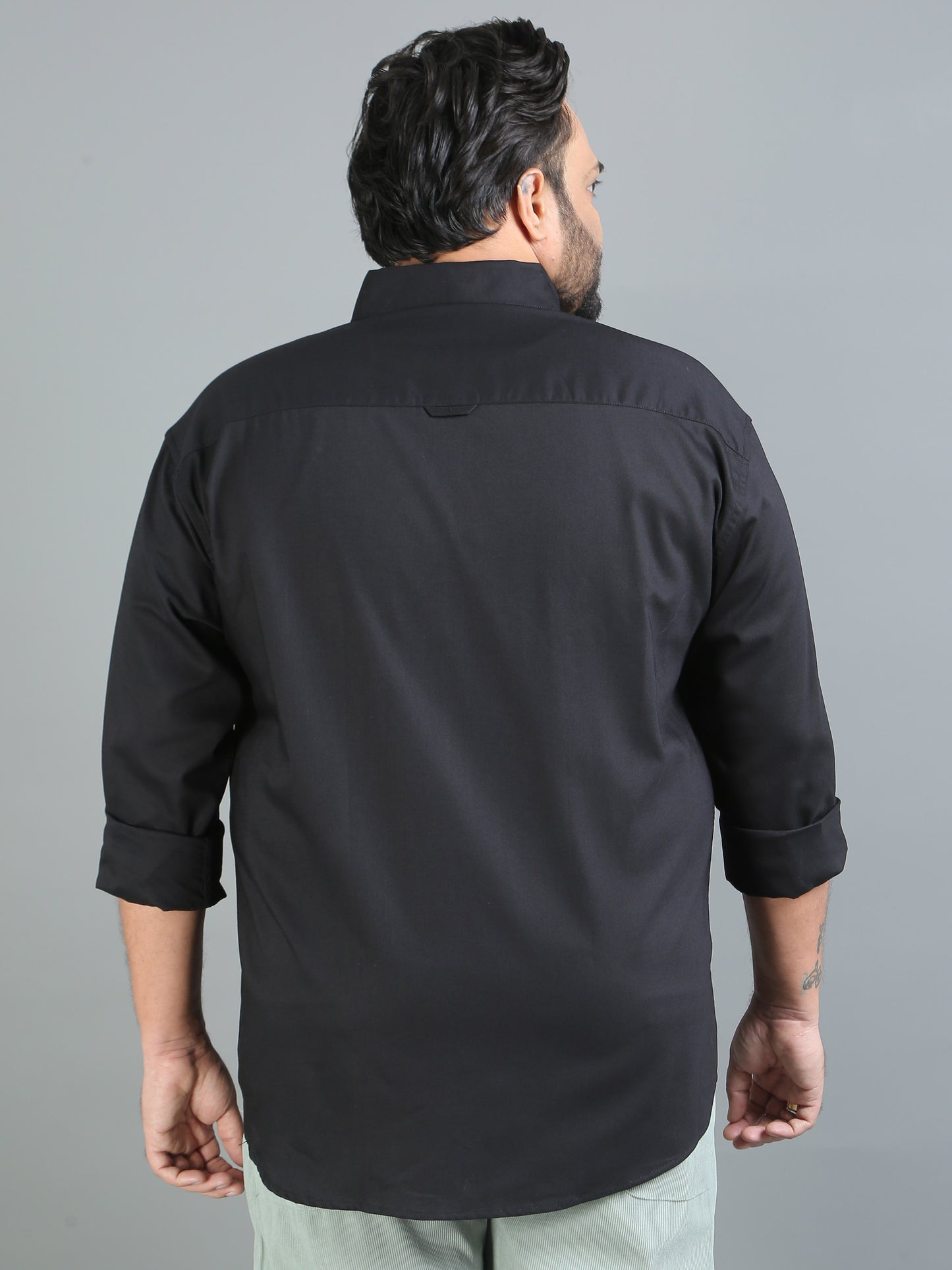 France Black Plus Size Solid Shirt