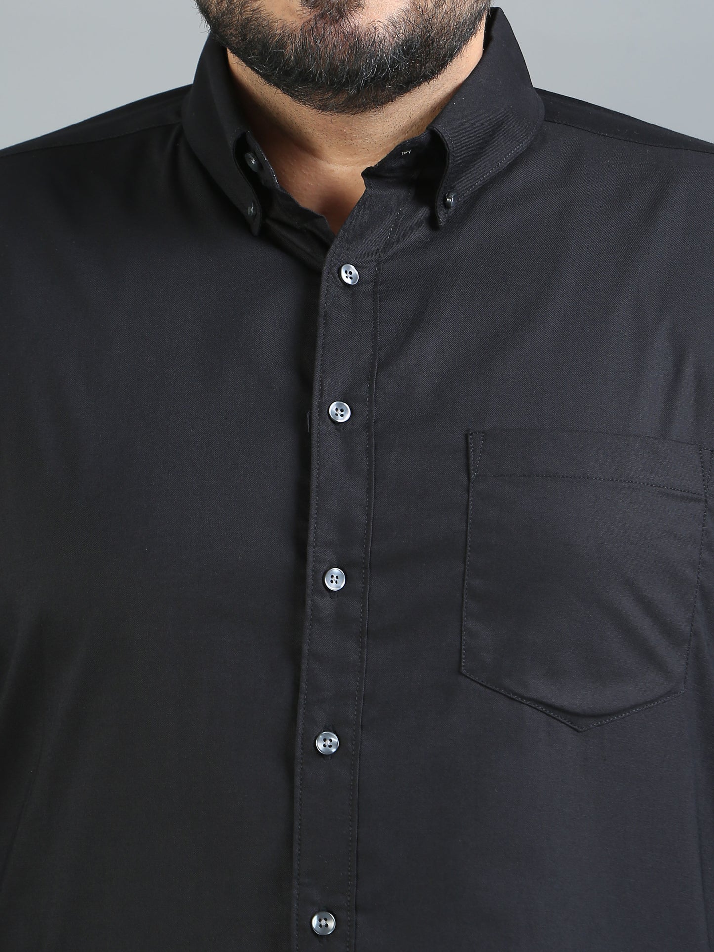 France Black Plus Size Solid Shirt