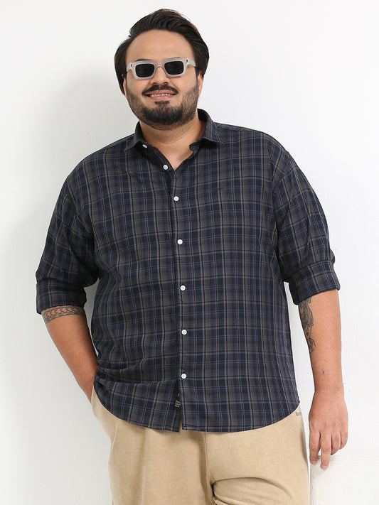 Franciscoo Ship Grey Plus Size Checks Shirt
