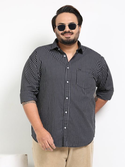 Gandia Black Plus Size Striped Shirt