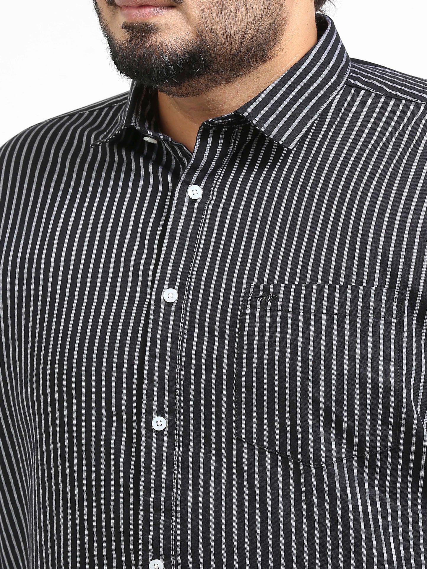 Gandia Black Plus Size Striped Shirt