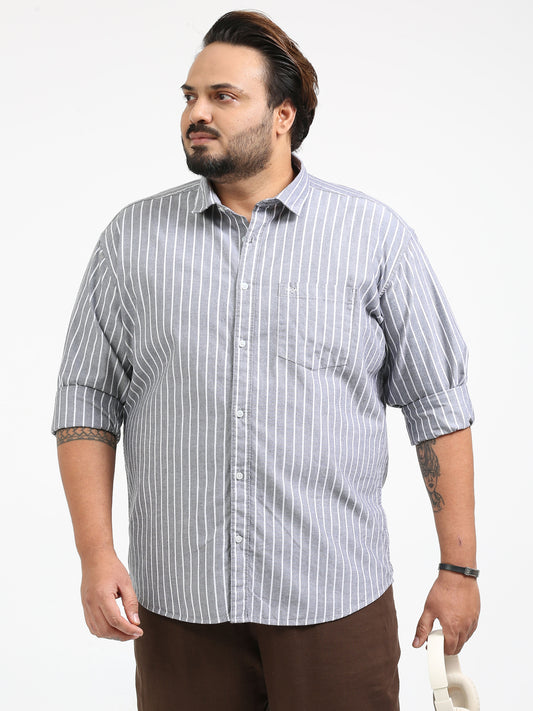Gandia Grey Plus Size Striped shirt