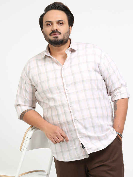 Franciscoo White Smoke Plus Size Checks Shirt