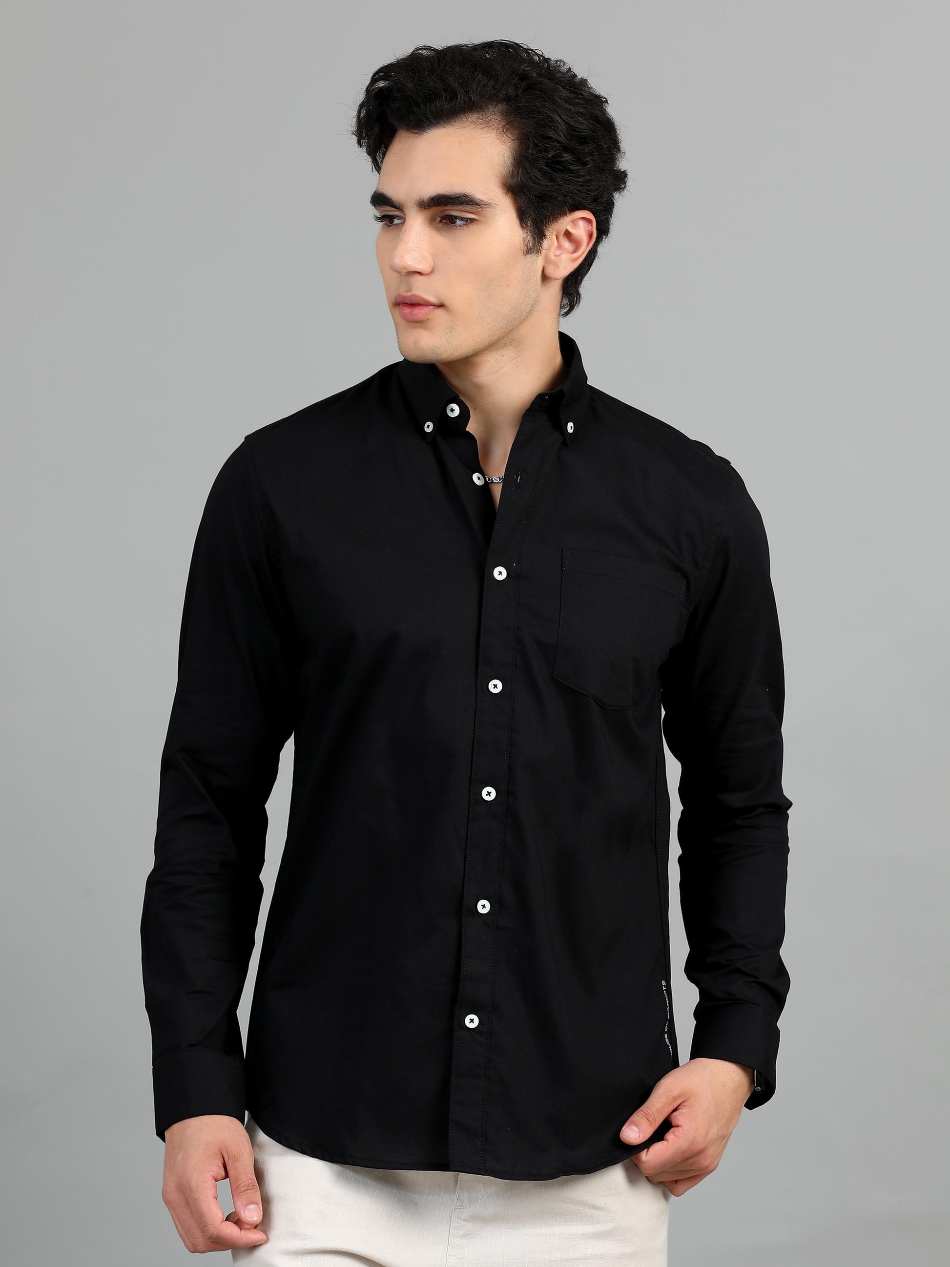 Premium France Black Solid Shirt for Men