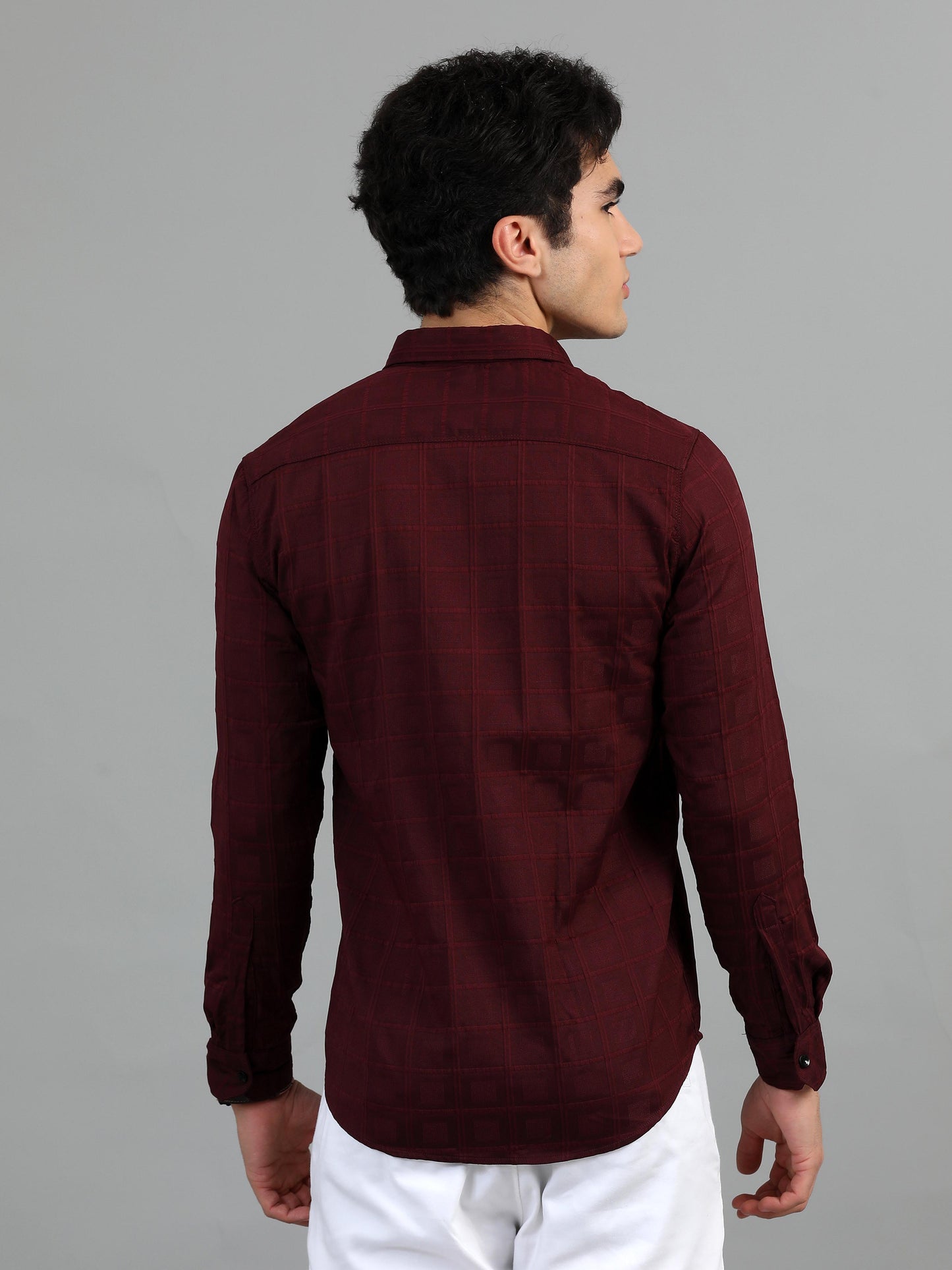 Geordie Seal Brown Self Checked Shirt
