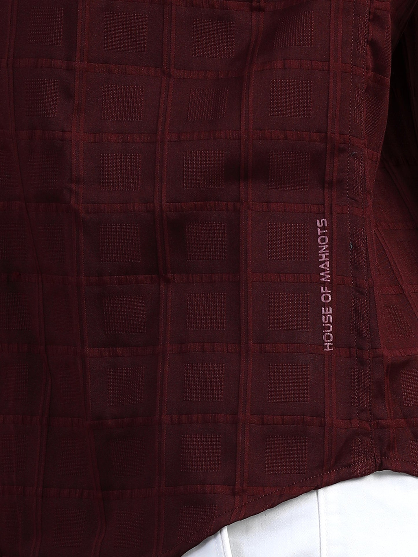Geordie Seal Brown Self Checked Shirt