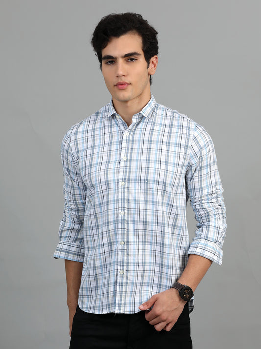 Darwin White blue Timeless Check shirt