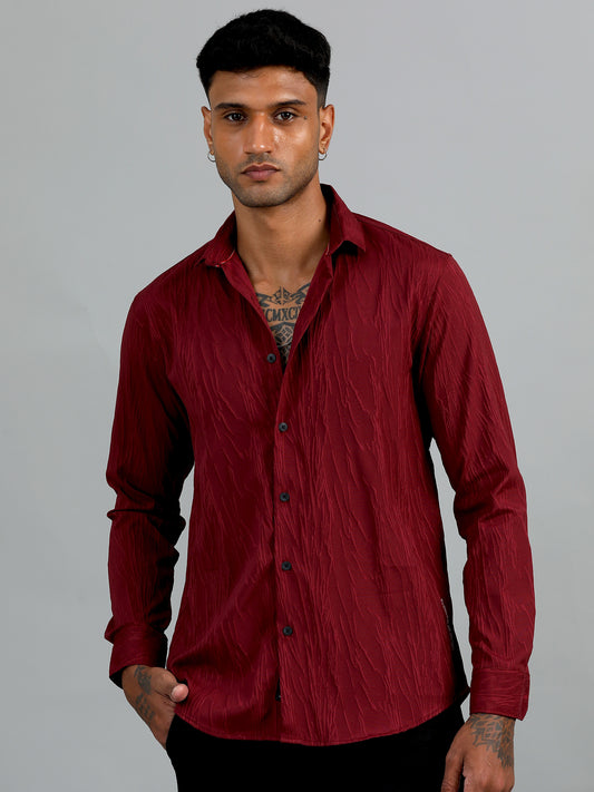 Hull Maroon Textured Shirt