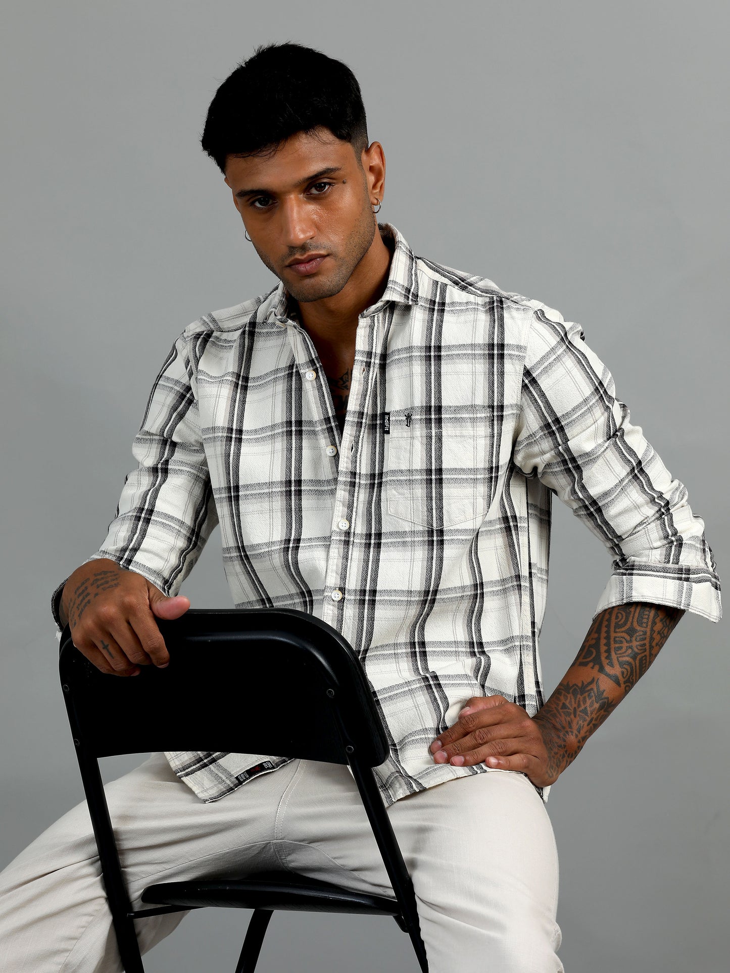 Scuderia White Checks Shirt