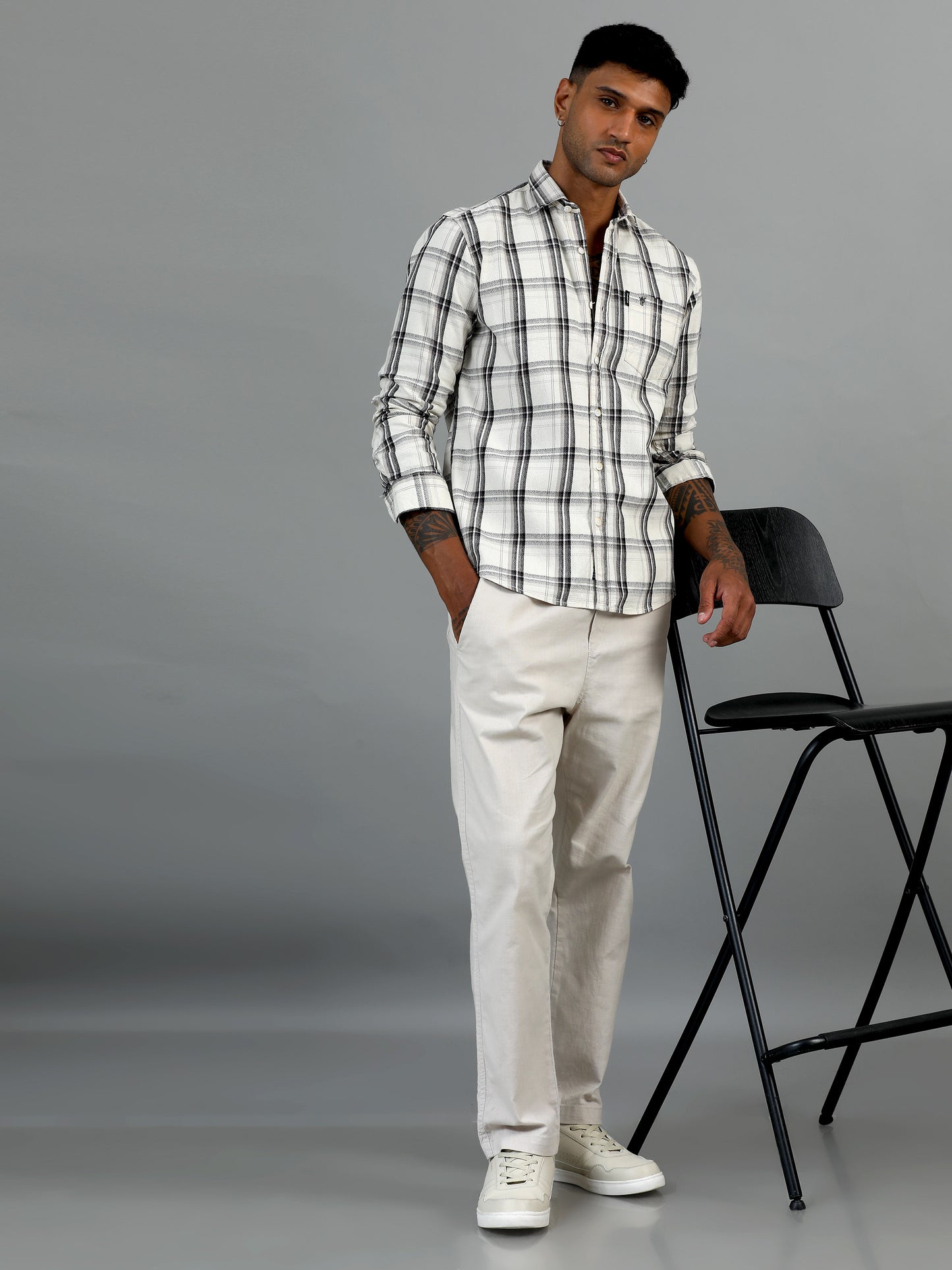 Scuderia White Checks Shirt
