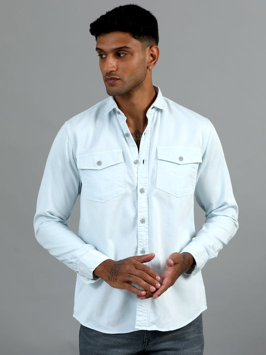 Greece Double Pocket White Shirt