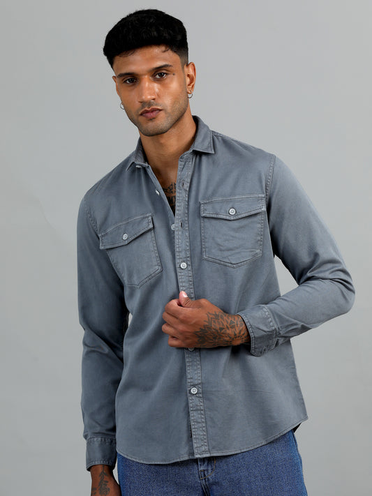 Greece Double Pocket Grey Shirt