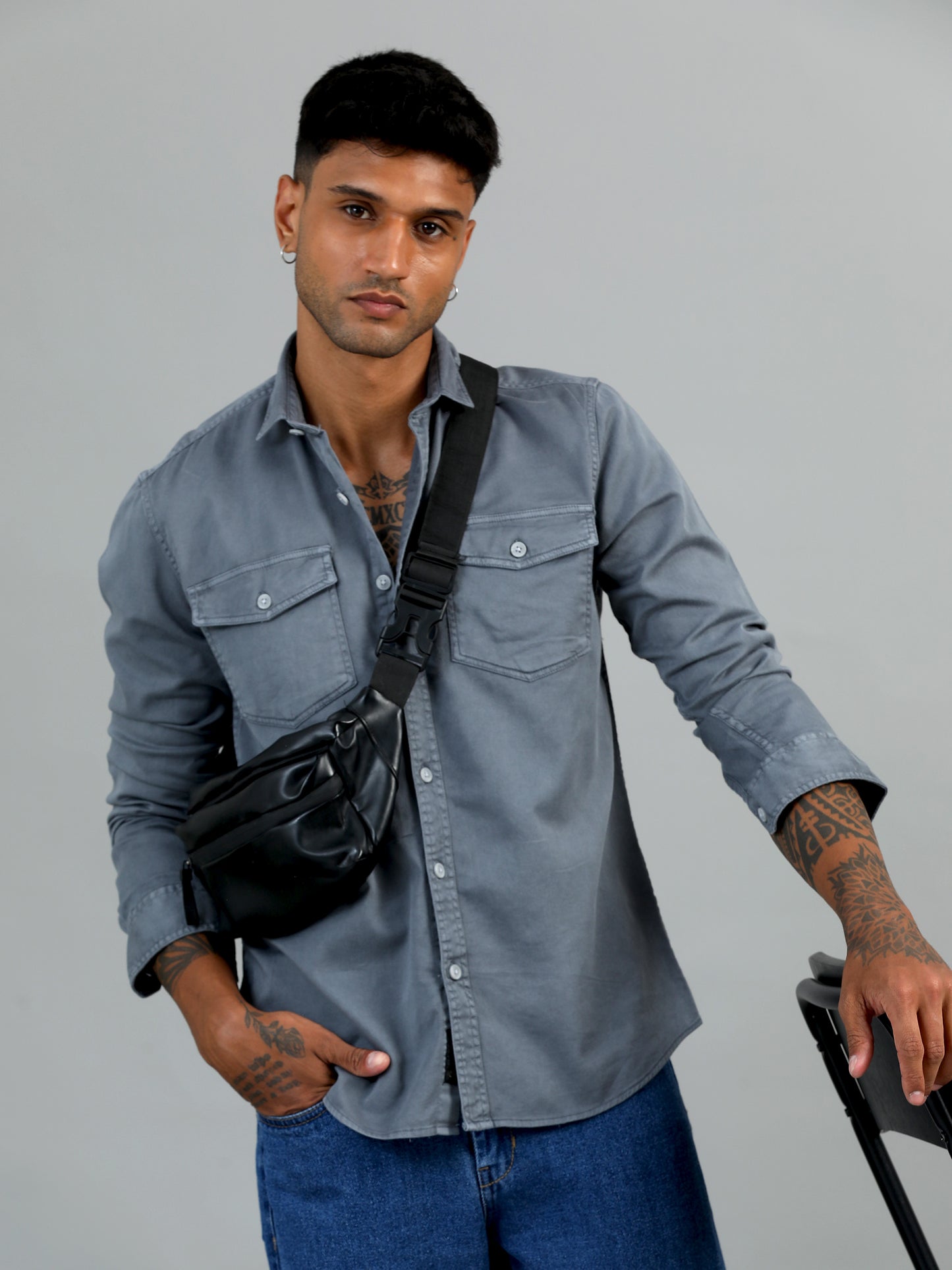 Greece Double Pocket Grey Shirt