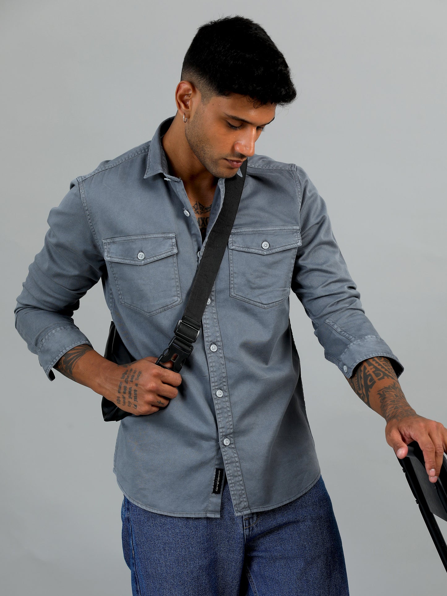 Greece Double Pocket Grey Shirt