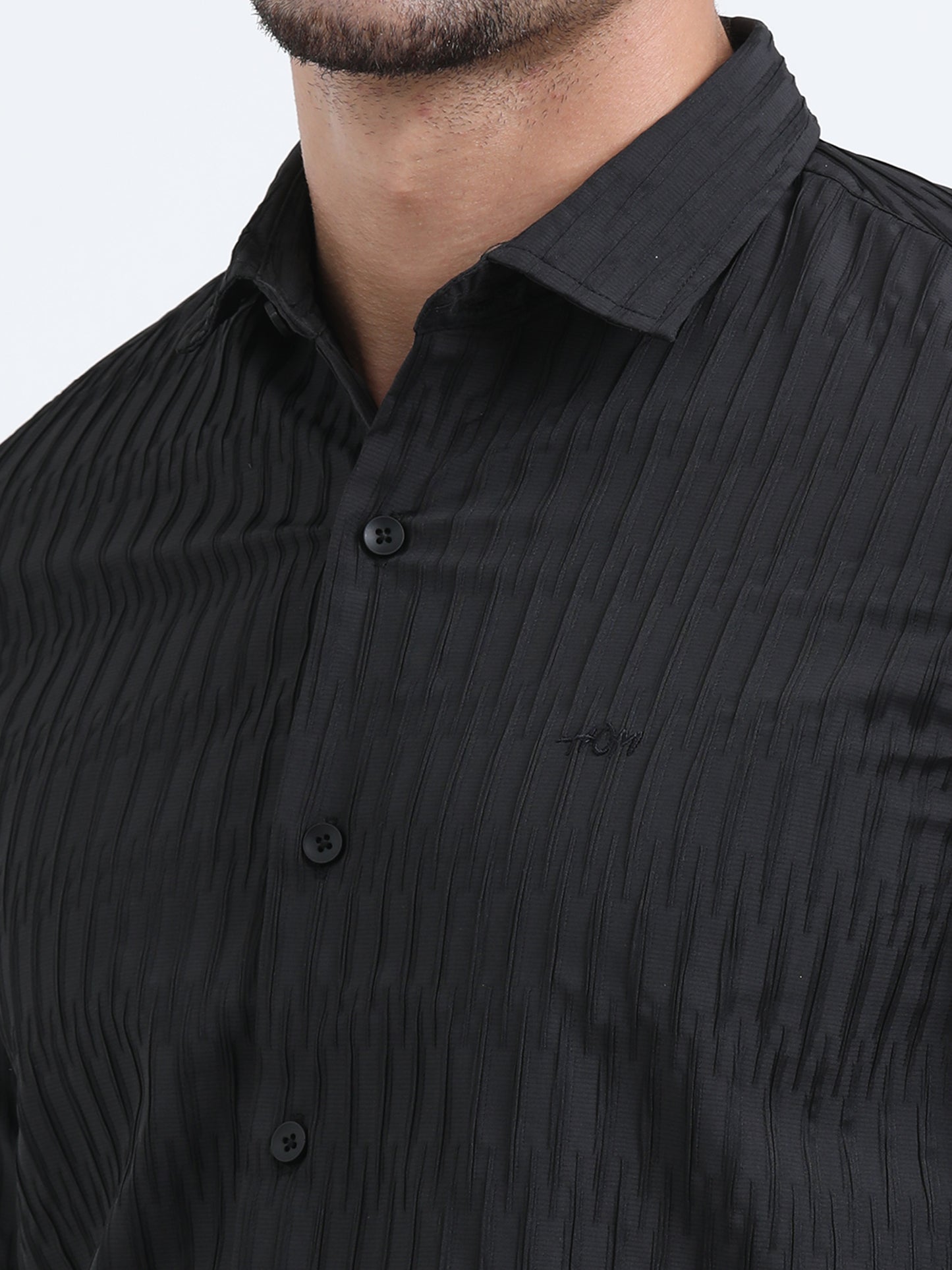 Dubai Black Textured Solid Shirt