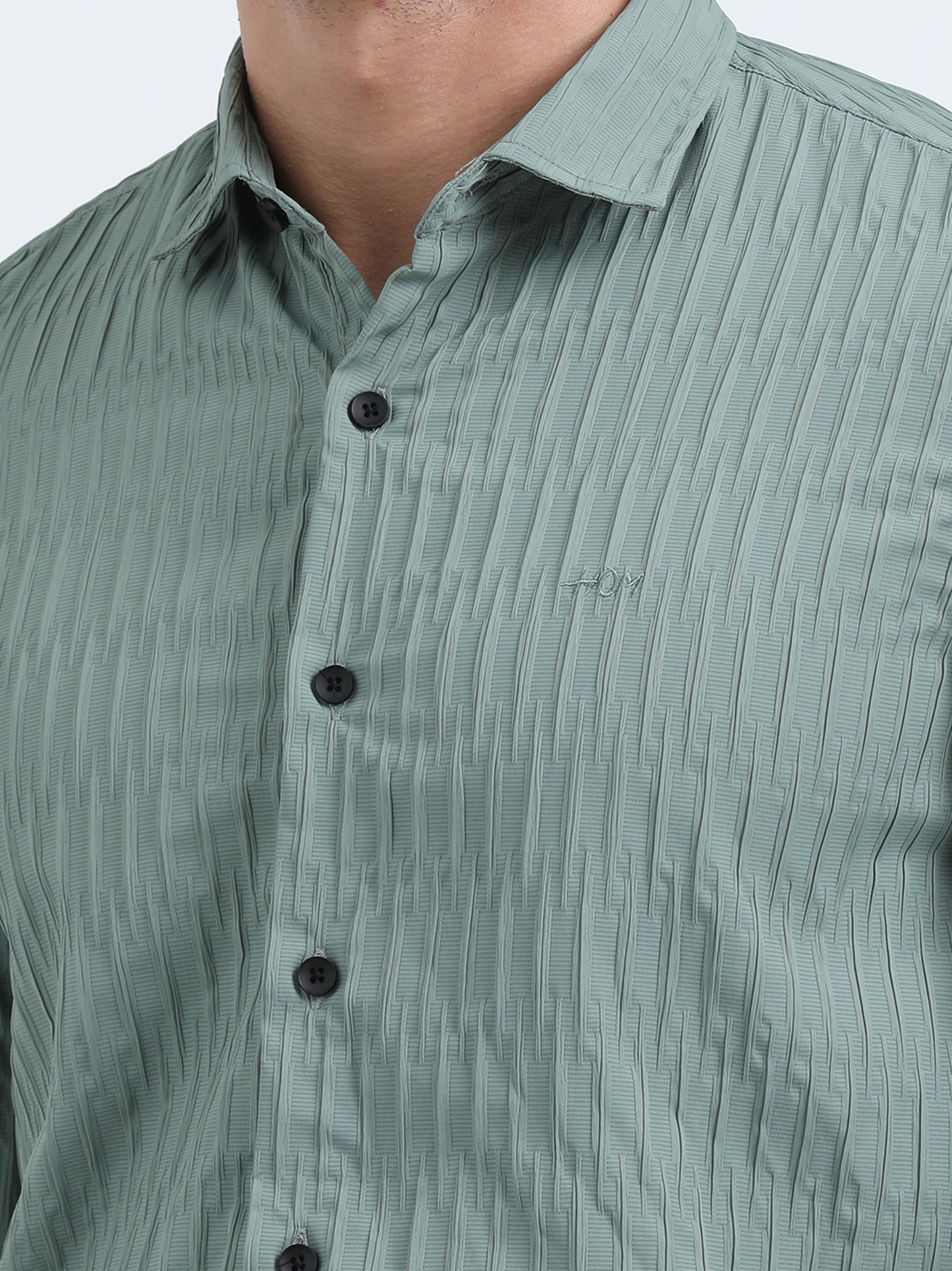 Dubai Green Textured Solid Shirt