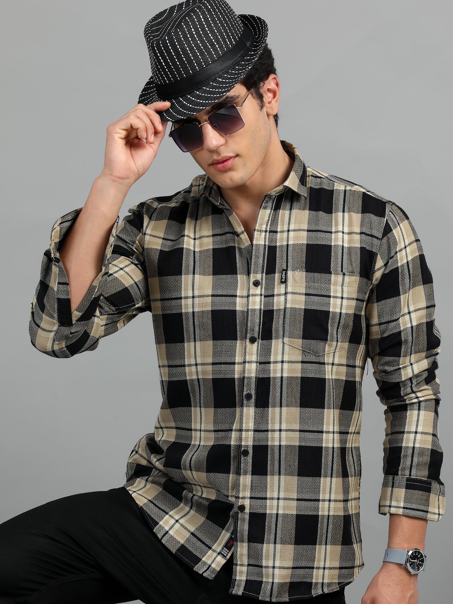 Aleppo Black beige Timeless check Shirt