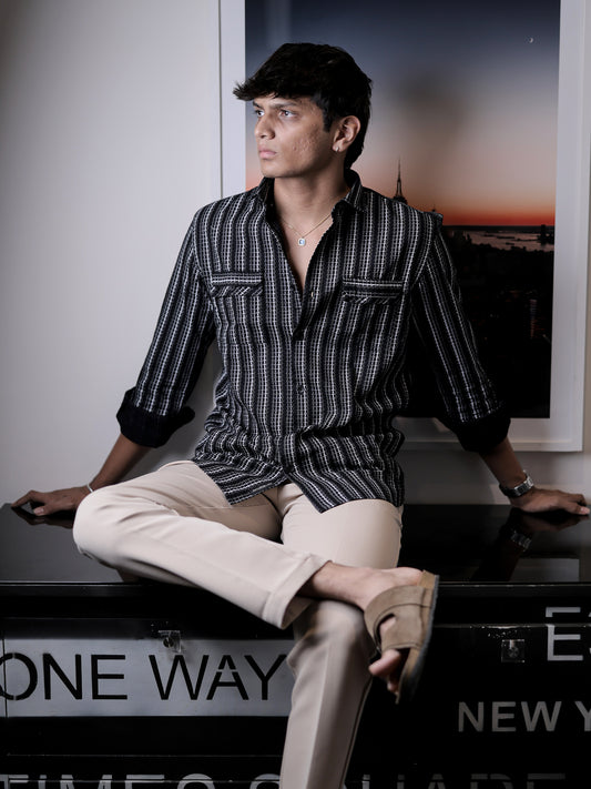 Black Stripe Shirt for Men