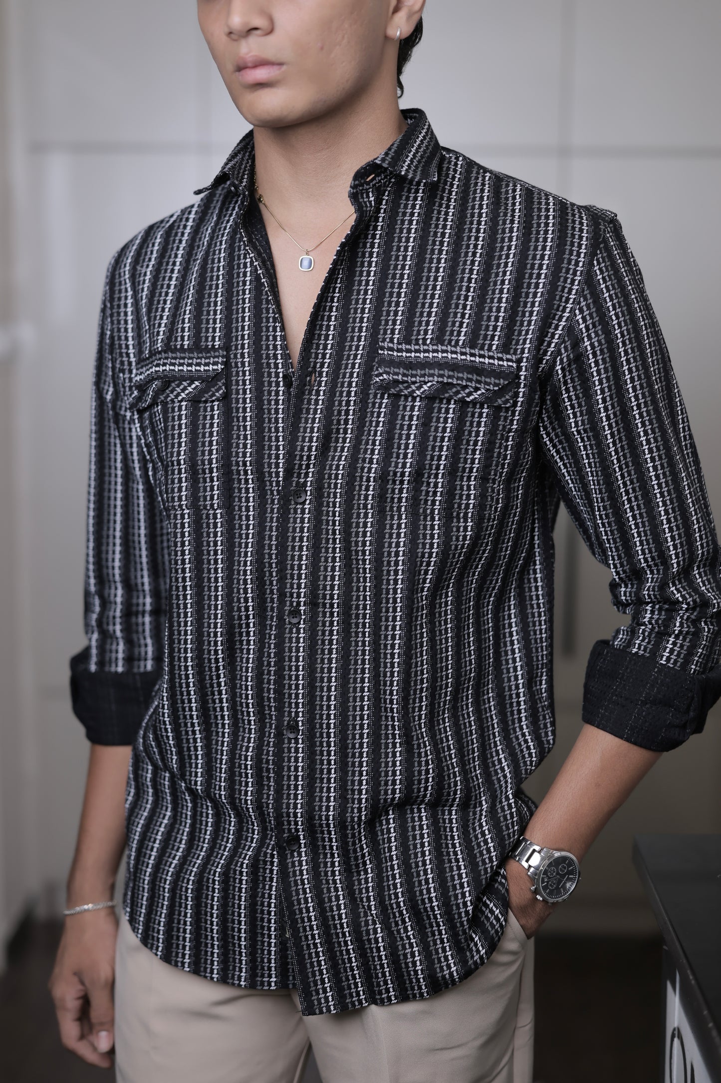 Estonia Black Striped Shirt