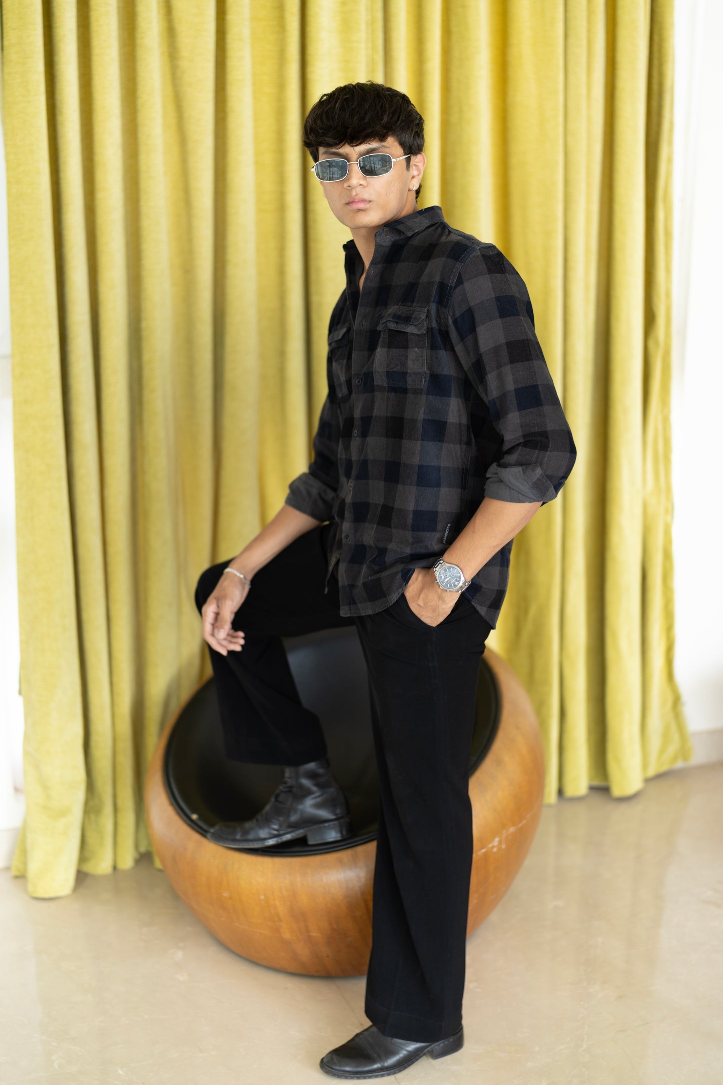 Iceland Charcoal Black Checks Shirt