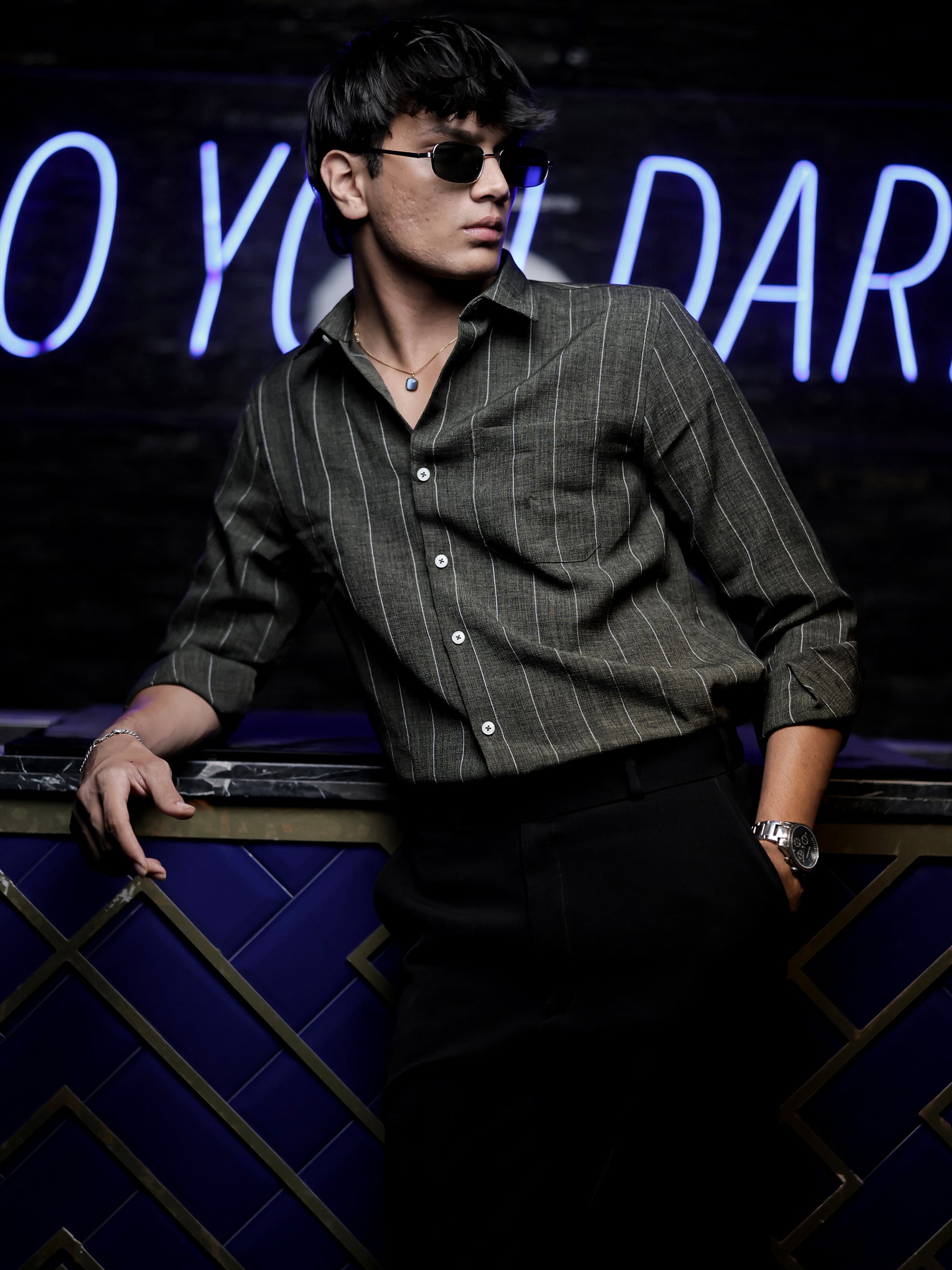 Green Stripe  Shirt for Men