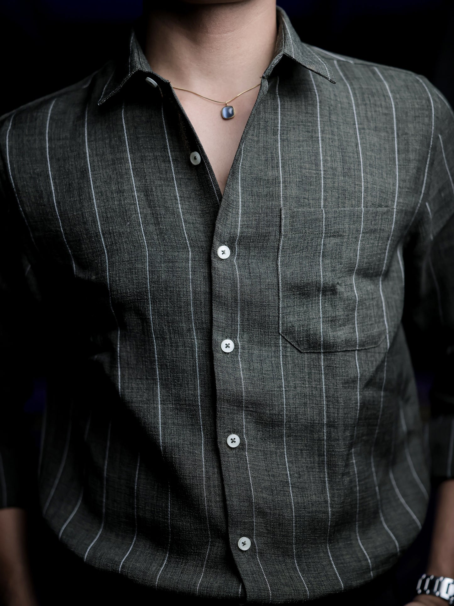 Green Stripe Shirt for Men