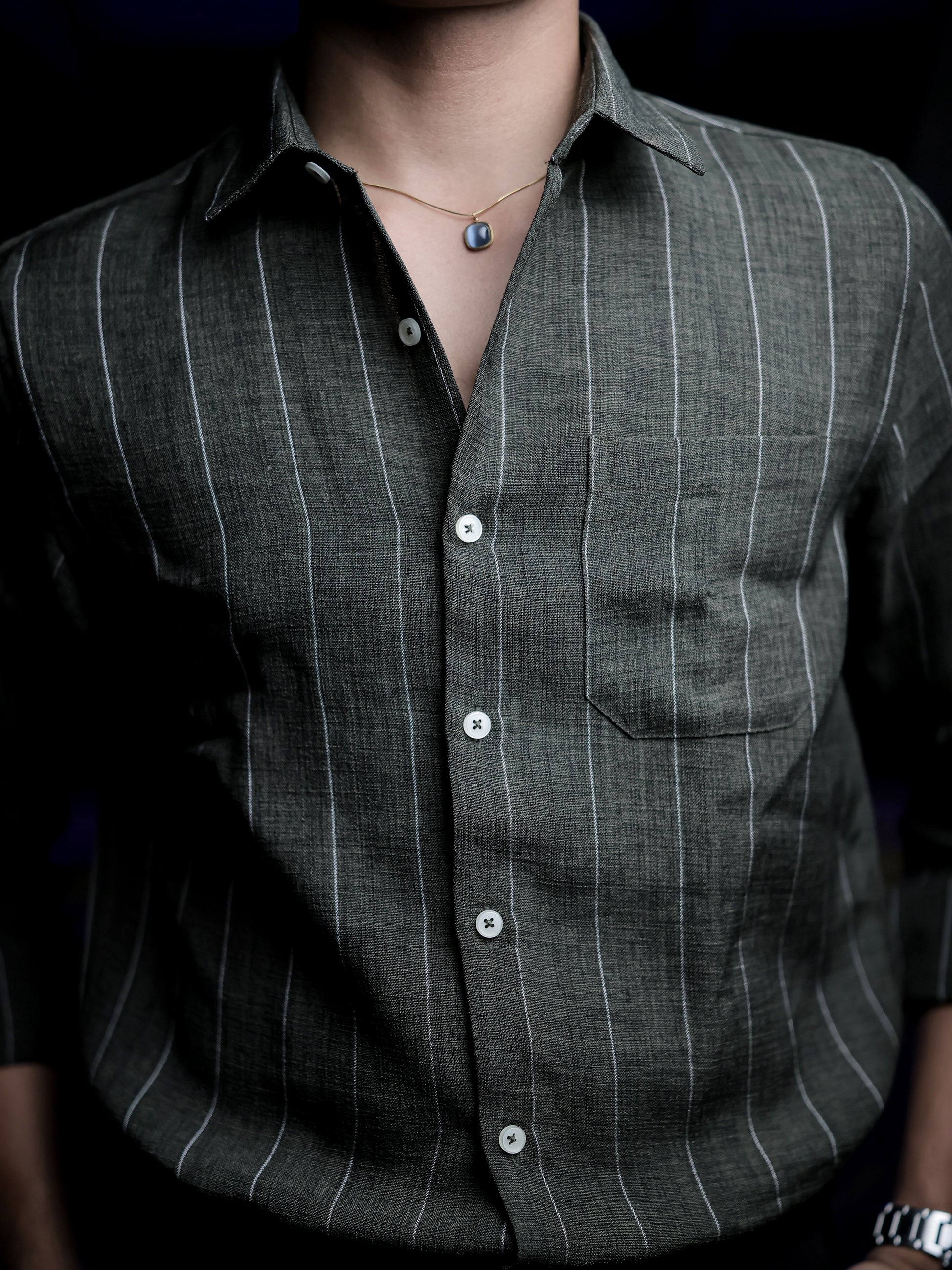 Green Stripe Shirt for Men