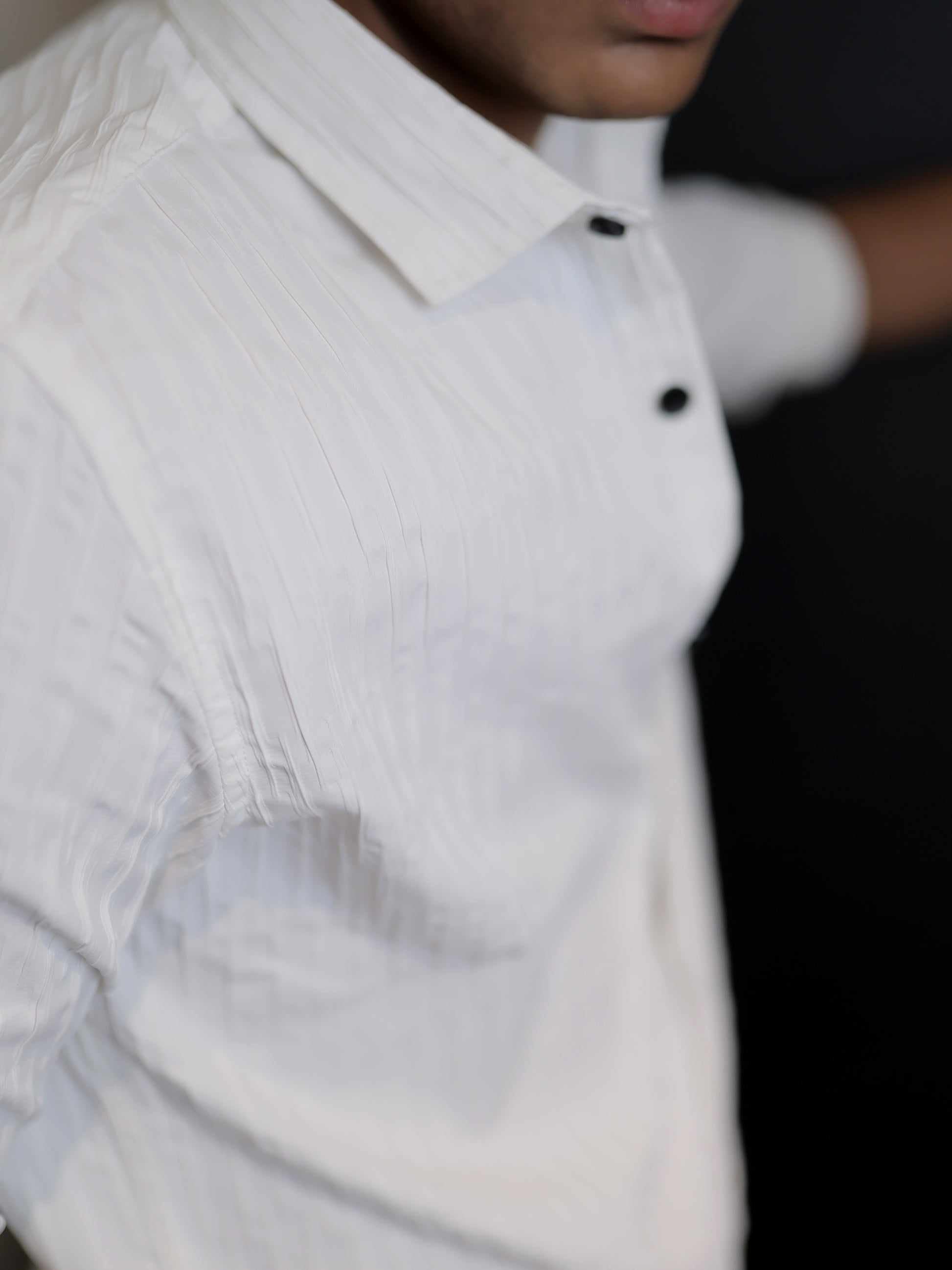 Textured Solid White Shirt for Men