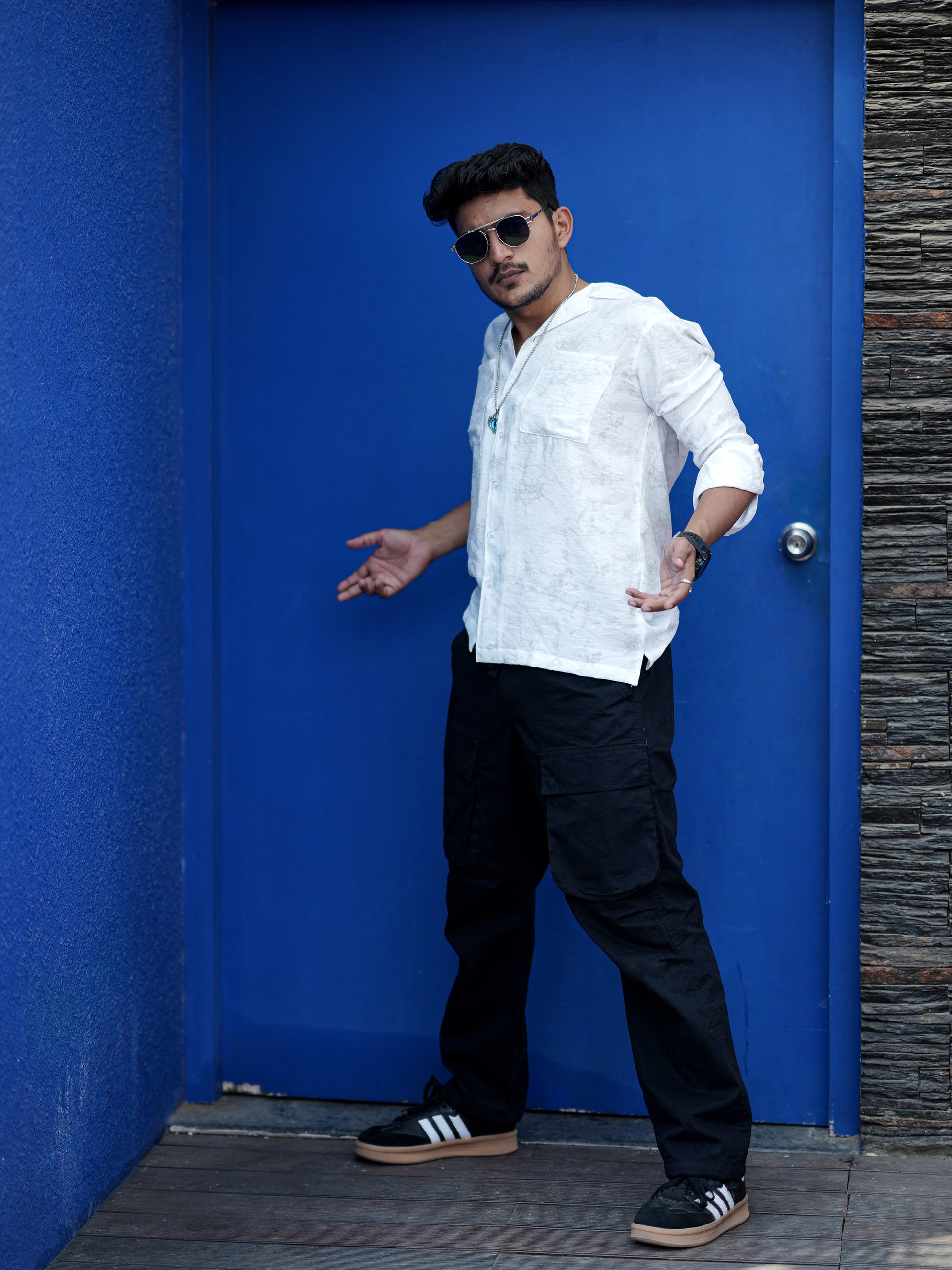 Textured Patten White Solid Shirt for Men