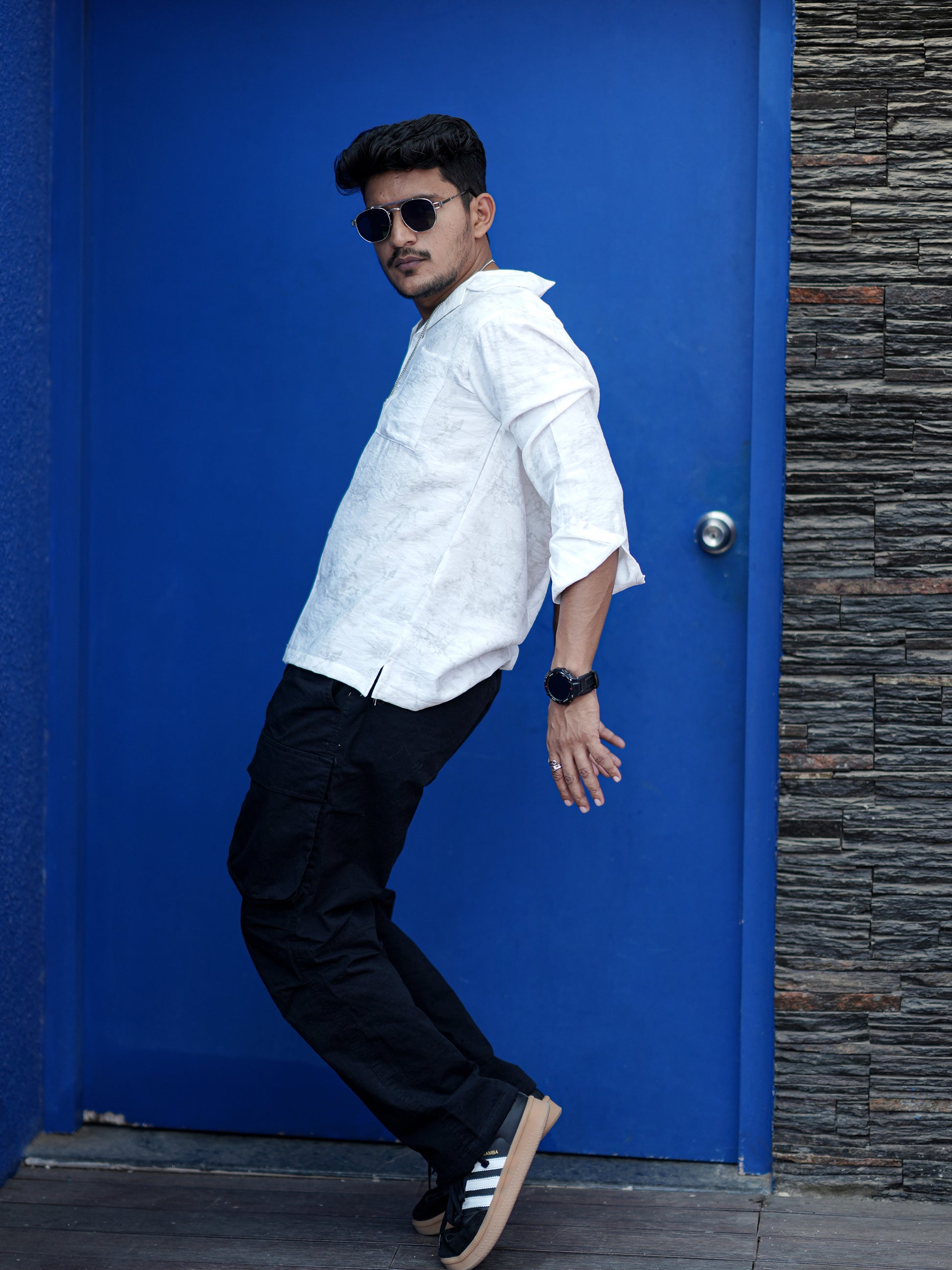 Textured Patten White Solid Shirt for Men