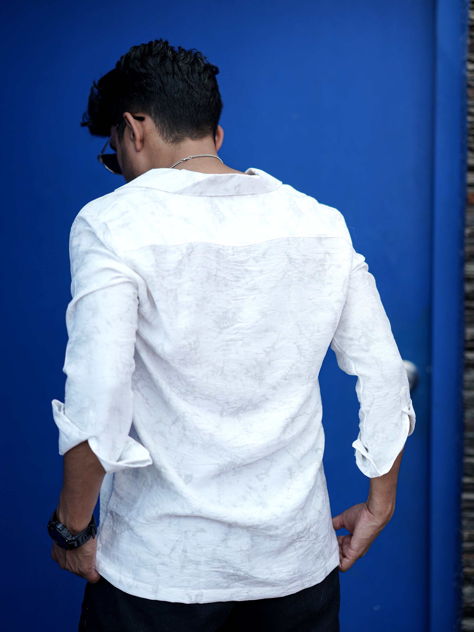 Textured Patten White Solid Shirt for Men