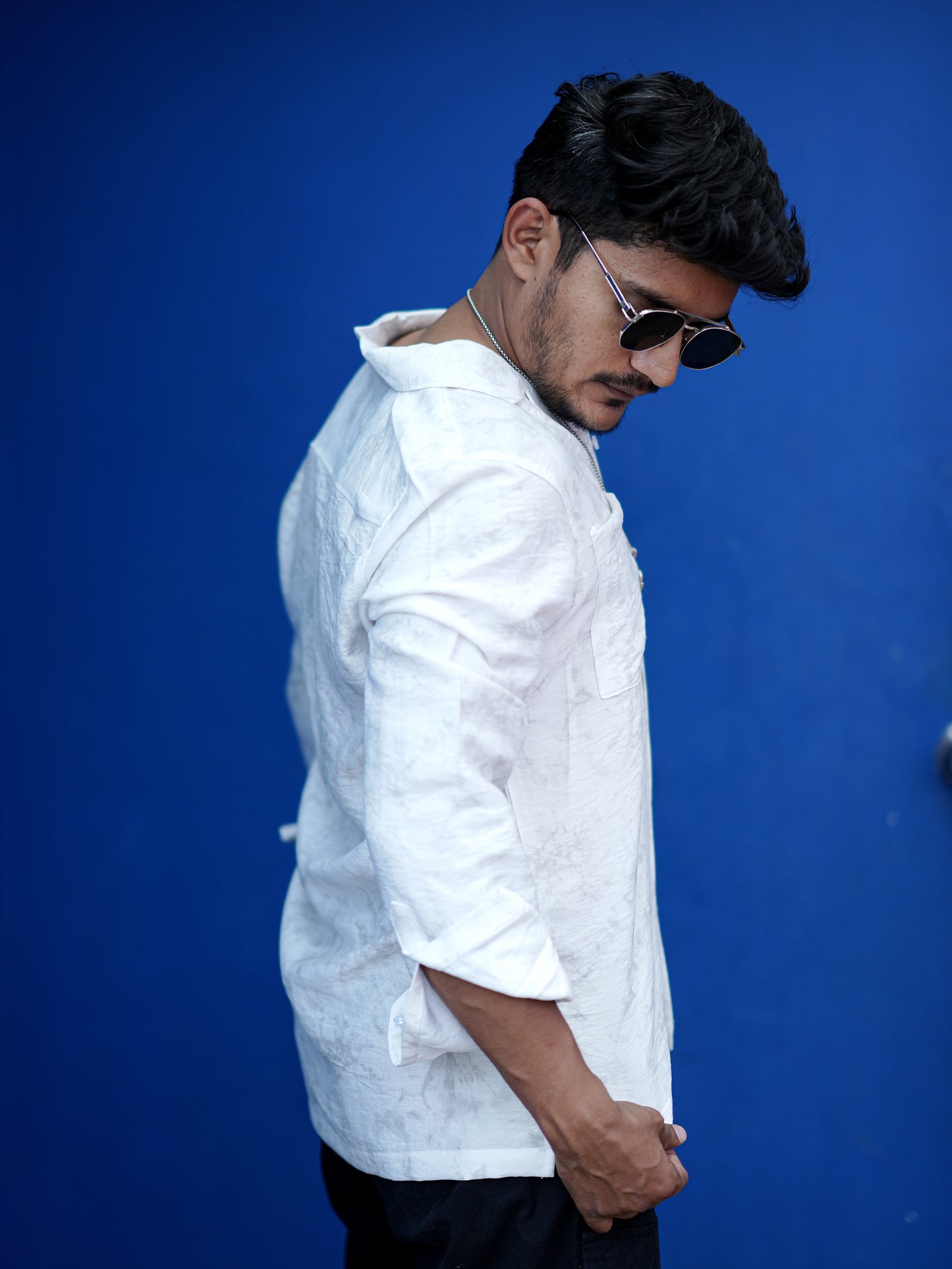 Textured Patten White Solid Shirt for Men