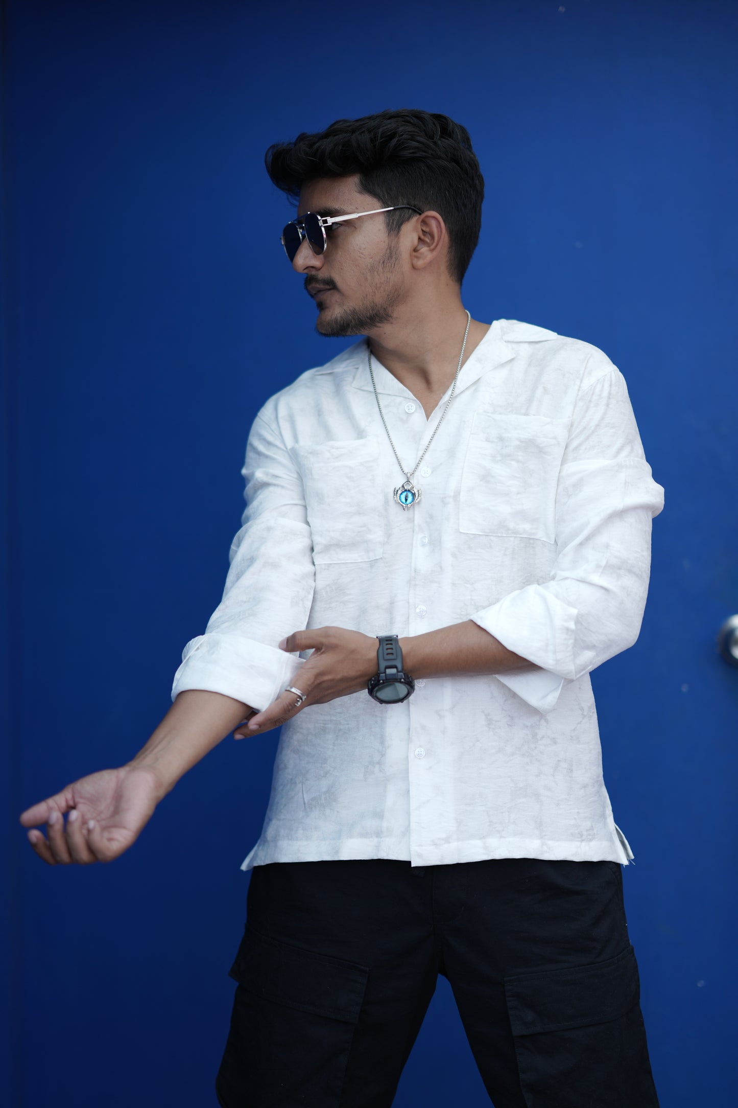 Saudi White Solid Shirt