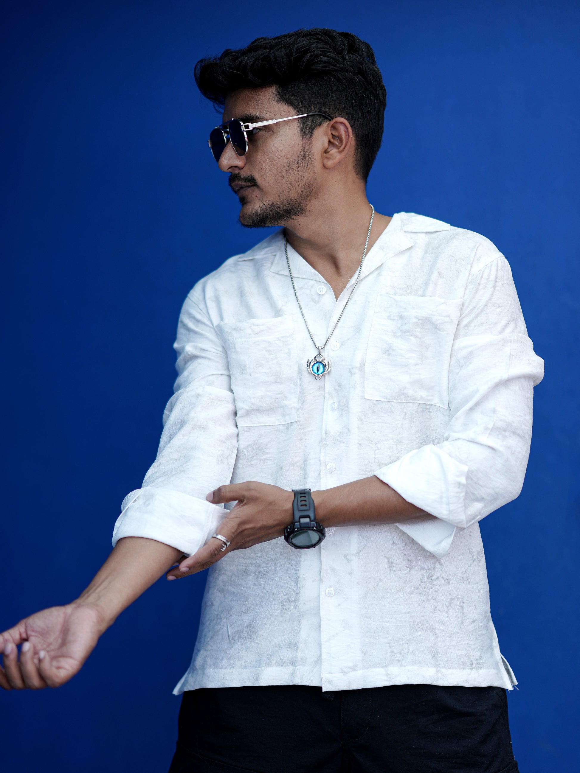 Textured Patten White Solid Shirt for Men