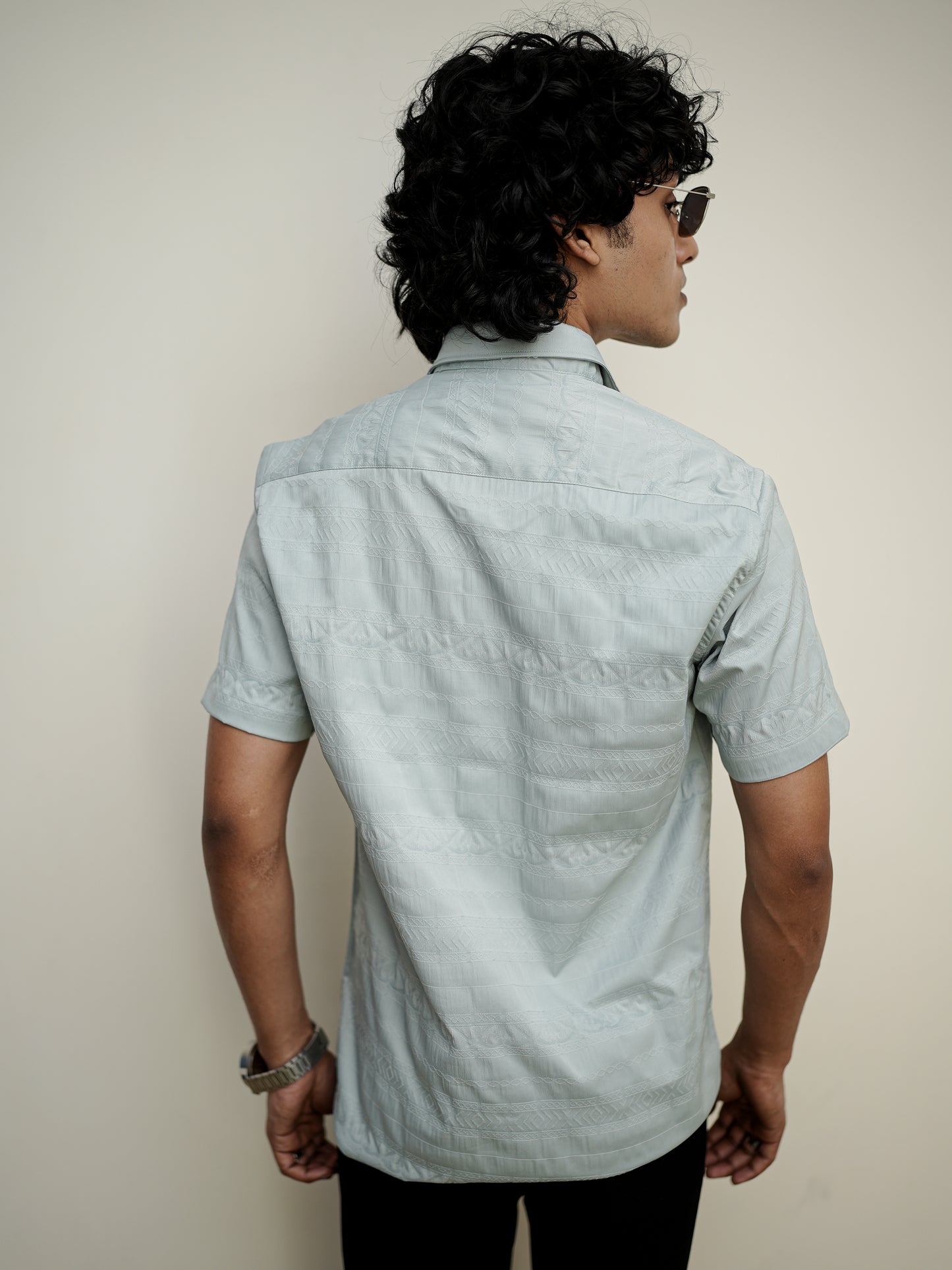 Grey Texture Solid Shirt for Men