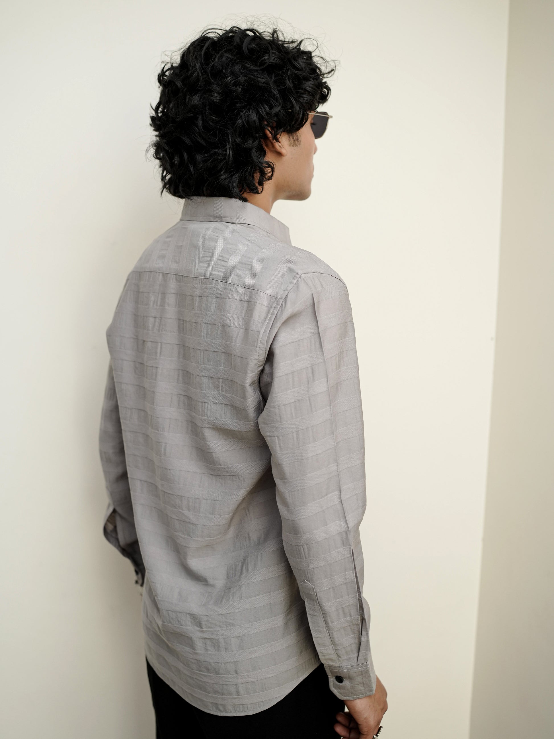 Textured Solid Khaki Shirt for Men